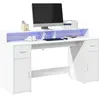 vidaXL Bureau avec lumières LED blanc 160x55x91 cm bois d'ingénierie