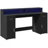 vidaXL Bureau avec lumières LED noir 160x55x91 cm bois d'ingénierie