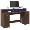 vidaXL Bureau et lumières LED chêne marron bois d'ingénierie