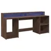 Bureau et lumières led chêne marron bois d'ingénierie Vidaxl Brown oak
