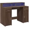 Bureau et lumières led chêne marron bois d'ingénierie Vidaxl Brown oak