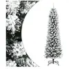 vidaXL Sapin de Noël artificiel mince avec neige floquée 180 cm PVC/PE