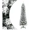 vidaXL Sapin de Noël artificiel mince avec neige floquée 210 cm PVC/PE