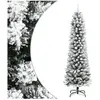 vidaXL Sapin de Noël artificiel mince avec neige floquée 150 cm PVC/PE