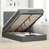 vidaXL Cadre de lit ottoman avec matelas gris foncé 120x190 cm tissu