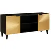 vidaXL Meuble TV Noir et or 105 x 33 x 46 cm bois de manguier massif