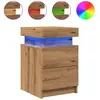Tables de chevet avec led 2 pcs chêne artisanal bois ingénierie Vidaxl