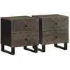 vidaXL Tables de chevet 2 pcs noir 40x33x46 cm bois de manguier solide