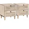 vidaXL Table de chevet avec tiroir 2 pcs Beige 40 x 33 x 46 cm
