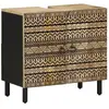vidaXL Armoire lavabo de salle de bain noir bois massif de manguier