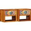 Tables de chevet vidaXL 2 pièces 40x35x35 cm en bois massif d'acacia