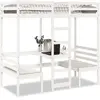 vidaXL Lit mezzanine avec bureau et chaises blanc 90x190 cm pin massif