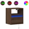 vidaXL Tables de chevet murales avec lumières LED 2 pcs chêne marron