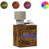 vidaXL Tables de chevet murales avec lumières LED 2 pcs chêne fumé