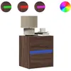 vidaXL Table de chevet murale avec lumières LED chêne marron