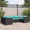 vidaXL Salon de jardin 6 pcs avec coussins Noir Résine tressée
