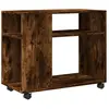 vidaXL Vidaxl Table D'appoint Avec Roues Chêne Fumé Bois D'ingénierie