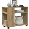 Table d'appoint avec roues chêne artisanal bois d'ingénierie Vidaxl Oak