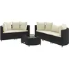 vidaXL Salon de jardin 6 pcs avec coussins noir résine tressée