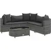 vidaXL Salon de jardin 6 pcs avec coussins gris résine tressée