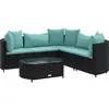 vidaXL Salon de jardin 6 pcs avec coussins noir résine tressée