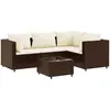 vidaXL Salon de jardin 5 pcs avec coussins Marron Résine tressée