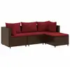 vidaXL Salon de jardin 4 pcs avec coussins Marron Résine tressée