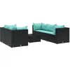 vidaXL Salon de jardin 6 pcs avec coussins Noir Résine tressée