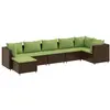vidaXL Salon de jardin 6 pcs avec coussins Marron Résine tressée