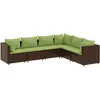 vidaXL Salon de jardin 6 pcs avec coussins Marron Résine tressée