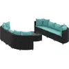 vidaXL Salon de jardin 9 pcs avec coussins noir résine tressée