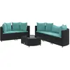 vidaXL Salon de jardin 6 pcs avec coussins noir résine tressée