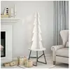 vidaXL Arbre de Noël en bois pour décoration blanc 112 cm pin massif