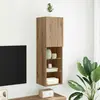 vidaXL Vidaxl Meuble Tv Avec Lumières Led Chêne Artisanal 30,5x30x102 Cm