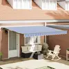 vidaXL Auvent Rétractable Bleu et Blanc 400x300 cm Polyester et Acier