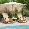 vidaXL Chaise de plage avec coussin 2 pcs Marron Bois d'Acacia Massif