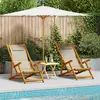 vidaXL Chaise de plage avec coussin 2 pcs Marron 61.5 x 123 x 82cm