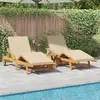 vidaXL - Ligstoel - 3 - pcs - Beige - Massief - Acacia - Hout