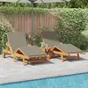 vidaXL Transat 2 pcs Taupe 200 x 67 x 84cm Bois d'acacia massif