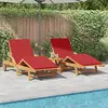 vidaXL Transat 2 pcs Rouge 200 x 67 x 84cm Bois d'acacia massif