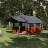 vidaXL Tente familiale avec toit Gris et orange 324 x 255 x 230 cm