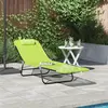 vidaXL Chaise Longue Pliante avec Repose-tête en Textilène Verte