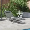 vidaXL Vidaxl Loungeur De Soleil Pliant Avec Appui-Tête Gris Textilène