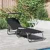 vidaXL Vidaxl Transat Pliant Avec Auvent En Tissu Oxford 600d Noir