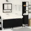 vidaXL Ensemble de mobilier de salle de bain avec étagère 4 pcs Noir
