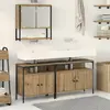 vidaXL Ensemble de mobilier de salle de bain avec étagère 3 pcs Marron