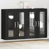 vidaXL Buffet Mural Vidaxl Ensemble De 2 Chêne Noir Bois, Verre