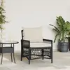 vidaXL Chaise de jardin avec coussin Noir 73 x 61 x 77 cm polyrotin