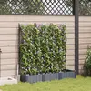 vidaXL Jardinière Vidaxl Avec Trellis 3 Pcs Gris 120x40x125,5 Cm