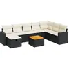 vidaXL Salon de jardin 9 pcs avec coussins noir résine tressée
